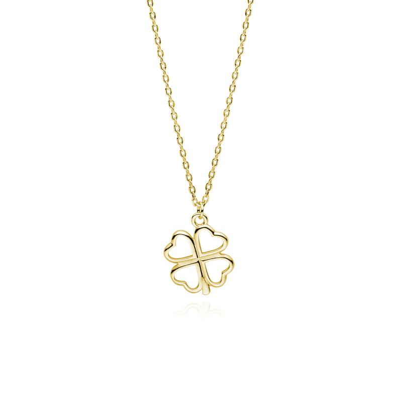Colier argint placat cu aur galben trifoi cu 4 foi DiAmanti Z1701NG-DIA (Argint 925‰ 1,9 g.)